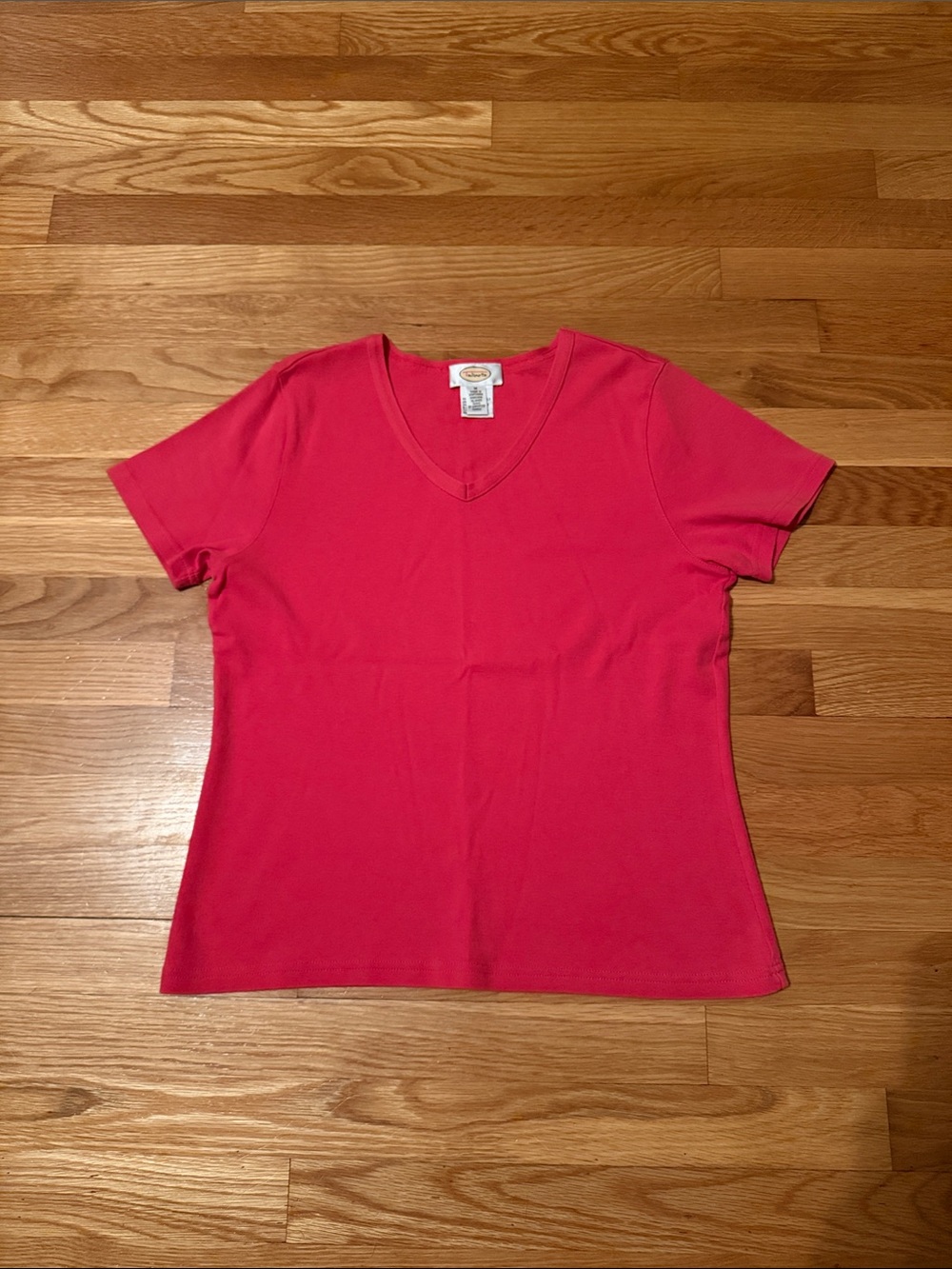 Talbots Women’s Bright Pink V-Neck Short Sleeve Tee